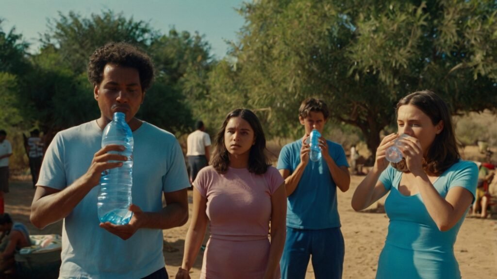 group of people drinking water from bottles emphasiz 0