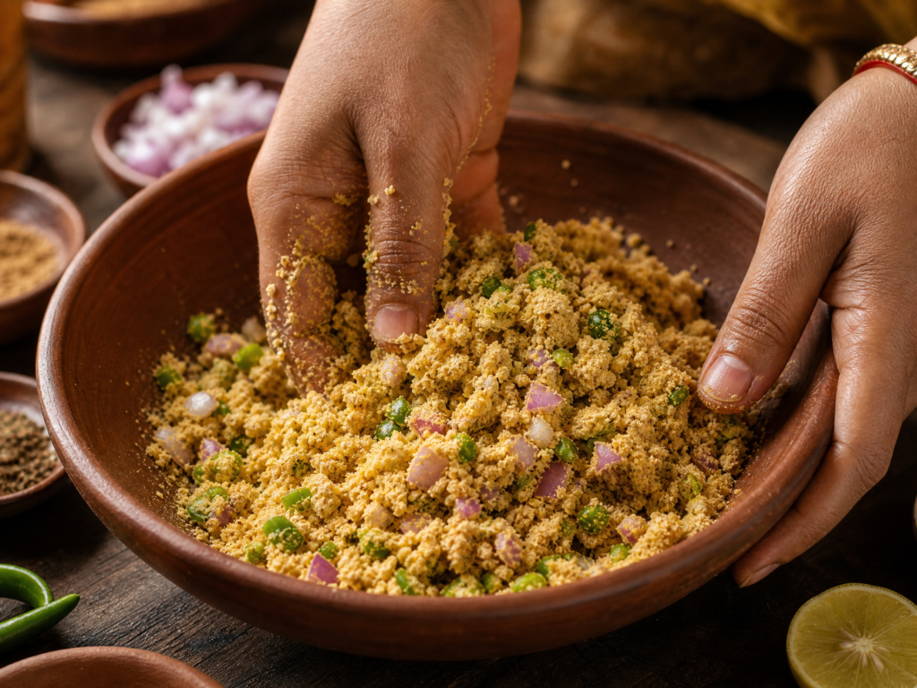 Sattu Paratha Mix the Filling
