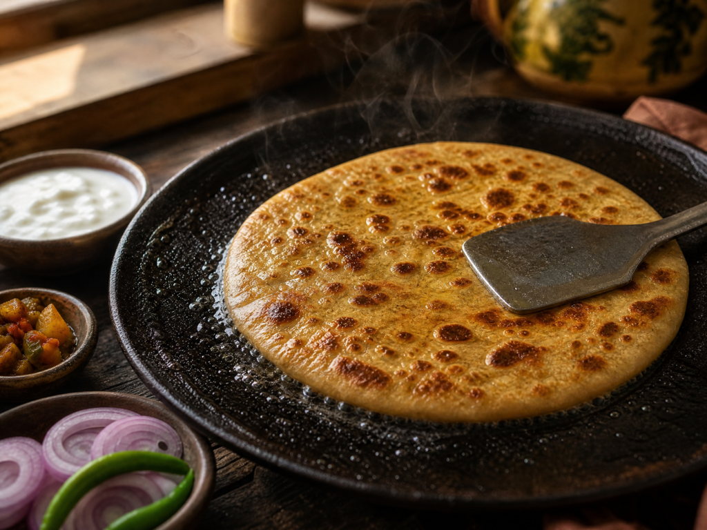 Sattu Paratha Cook on a Hot Tawa