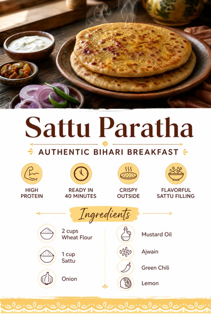 A Simple Meal Sattu Paratha