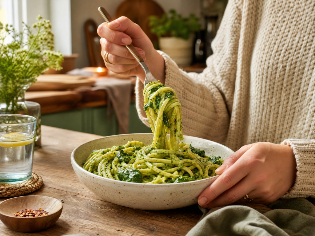 Creamy Avocado Spinach Pasta