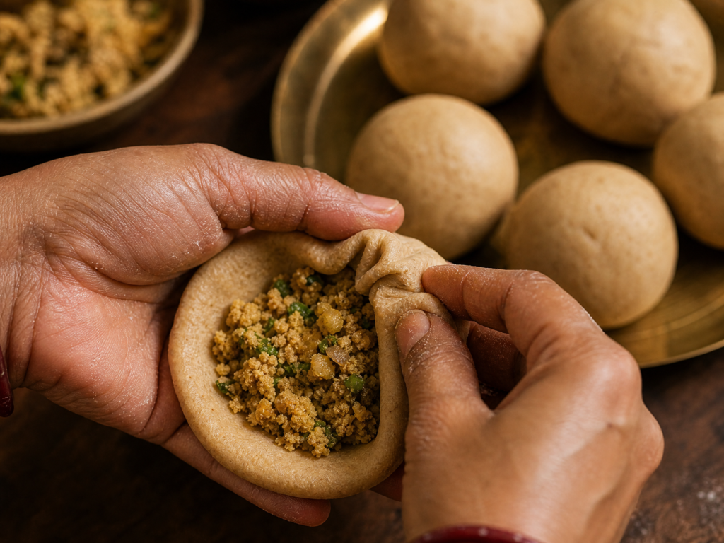 litti chokha  Stuff the litti.